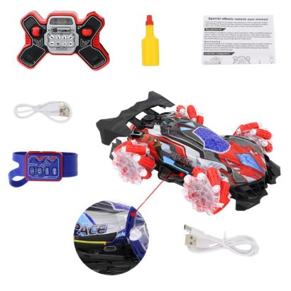 Καρότσι AiJH με τηλεχειριστήριο και δύο τηλεχειριστήρια, μουσική και καπνό, κόκκινο